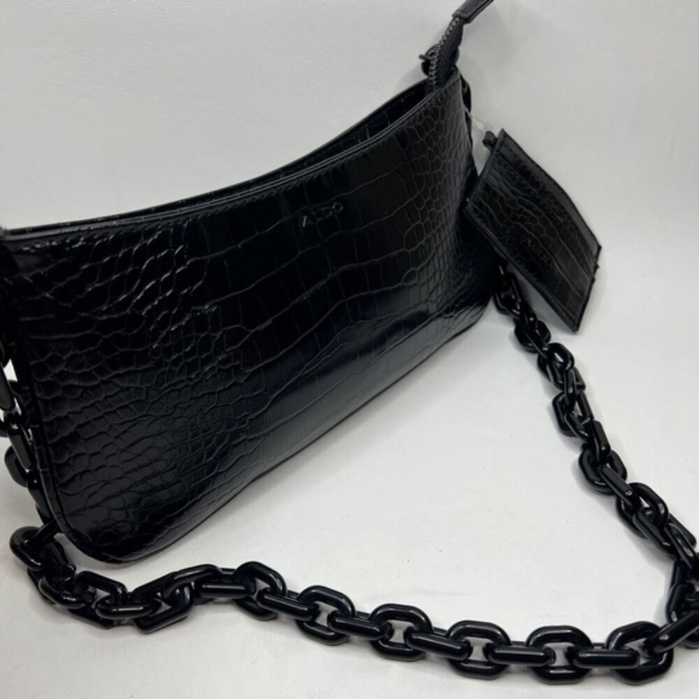 NWT ALDO Griregann Faux Leather Small Shoulder Purse Chain Strap Card Holder Set - Picture 12 of 15